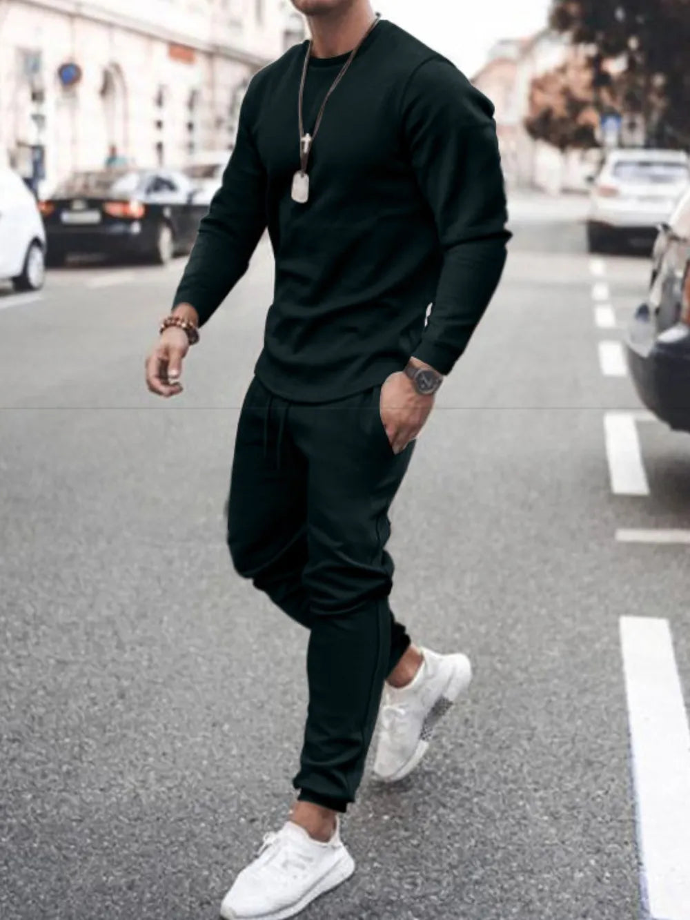 Men's Full Size Round Neck Long Sleeve Top and Pants Set Plus Size - Treasured Gift's & More