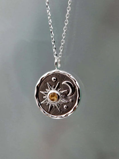 Alloy Inlaid Zircon Sun & Moon Necklace - Treasured Gift's & More