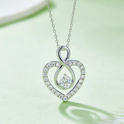 1 Carat Moissanite 925 Sterling Silver Heart Shape Necklace - Treasured Gift's & More
