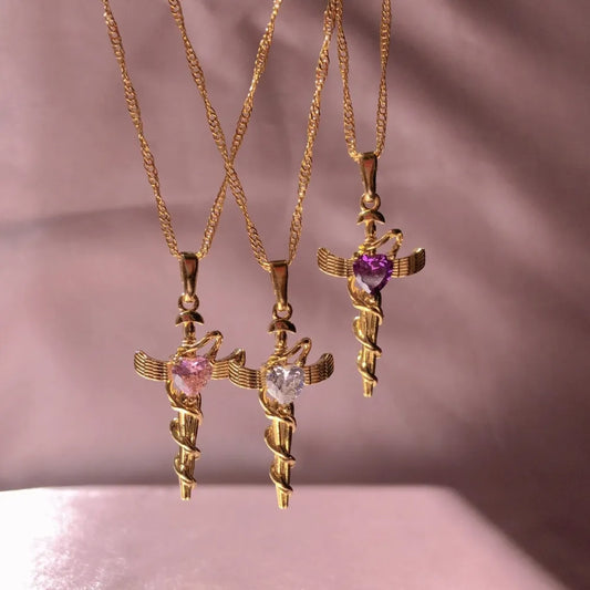 Copper Zircon Cross Pendant Necklace - Treasured Gift's & More