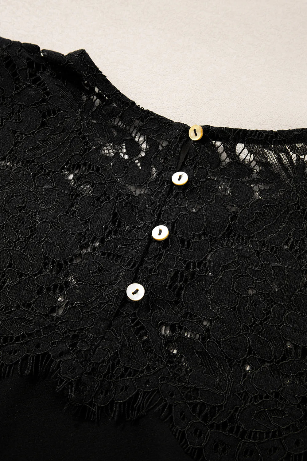 Lace Detail Round Neck Long Sleeve Blouse - Treasured Gift's & More