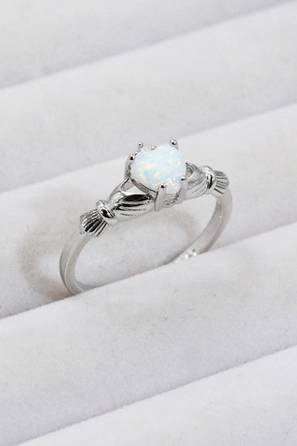 925 Sterling Silver Heart Opal Ring - Treasured Gift's & More