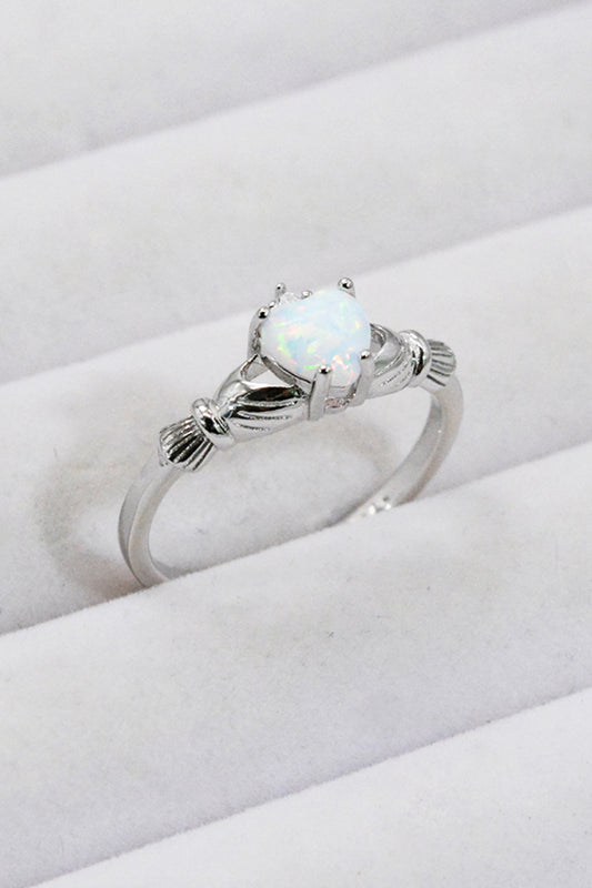925 Sterling Silver Heart Opal Ring - Treasured Gift's & More