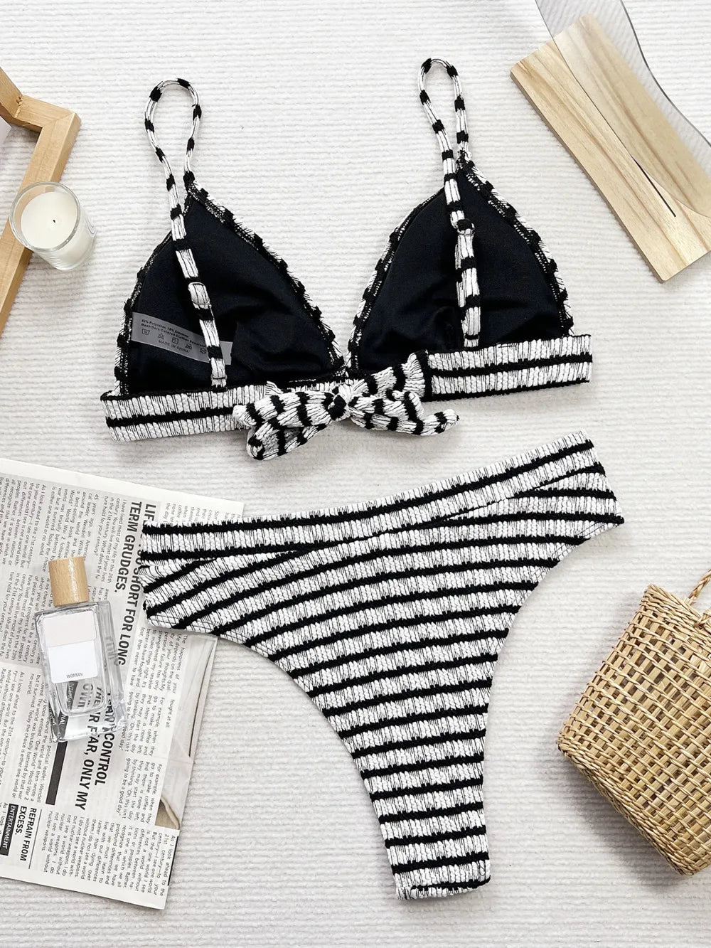Striped V-Neck Two-Piece Swim Set - Treasured Gift's & More