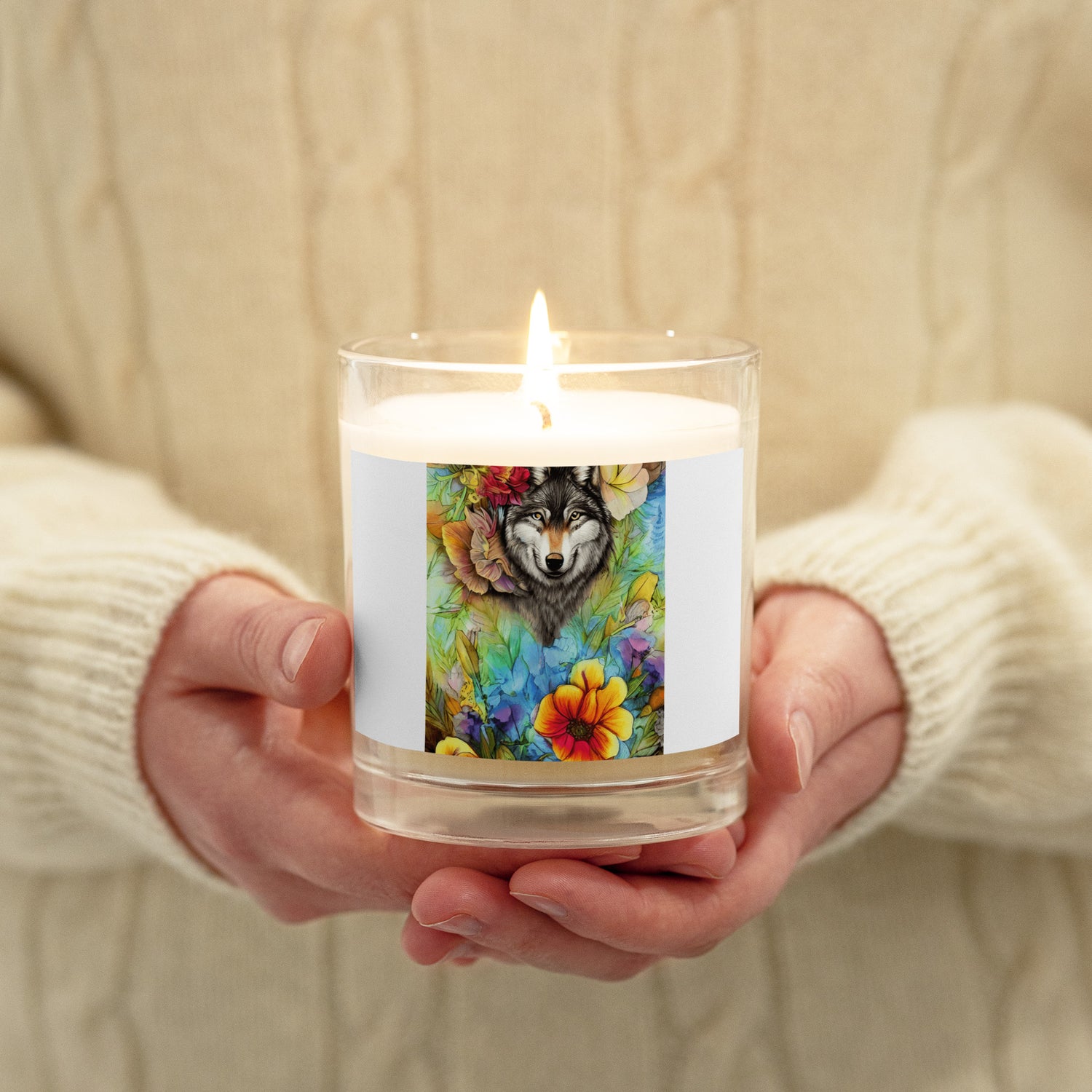 T&G Wolf Flowers Glass jar soy wax candle - Just $20! Shop now at Treasured Gift's & More